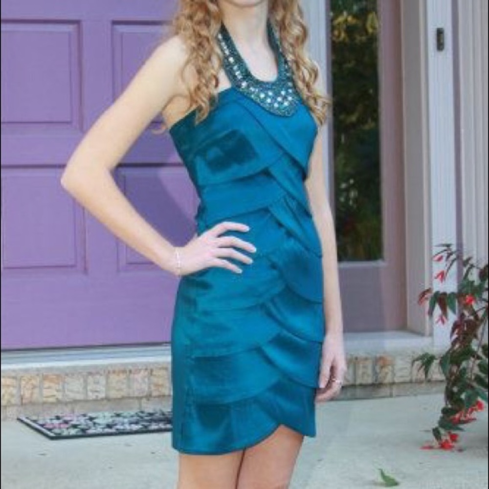 Formal Halter Dress with Beaded Detail